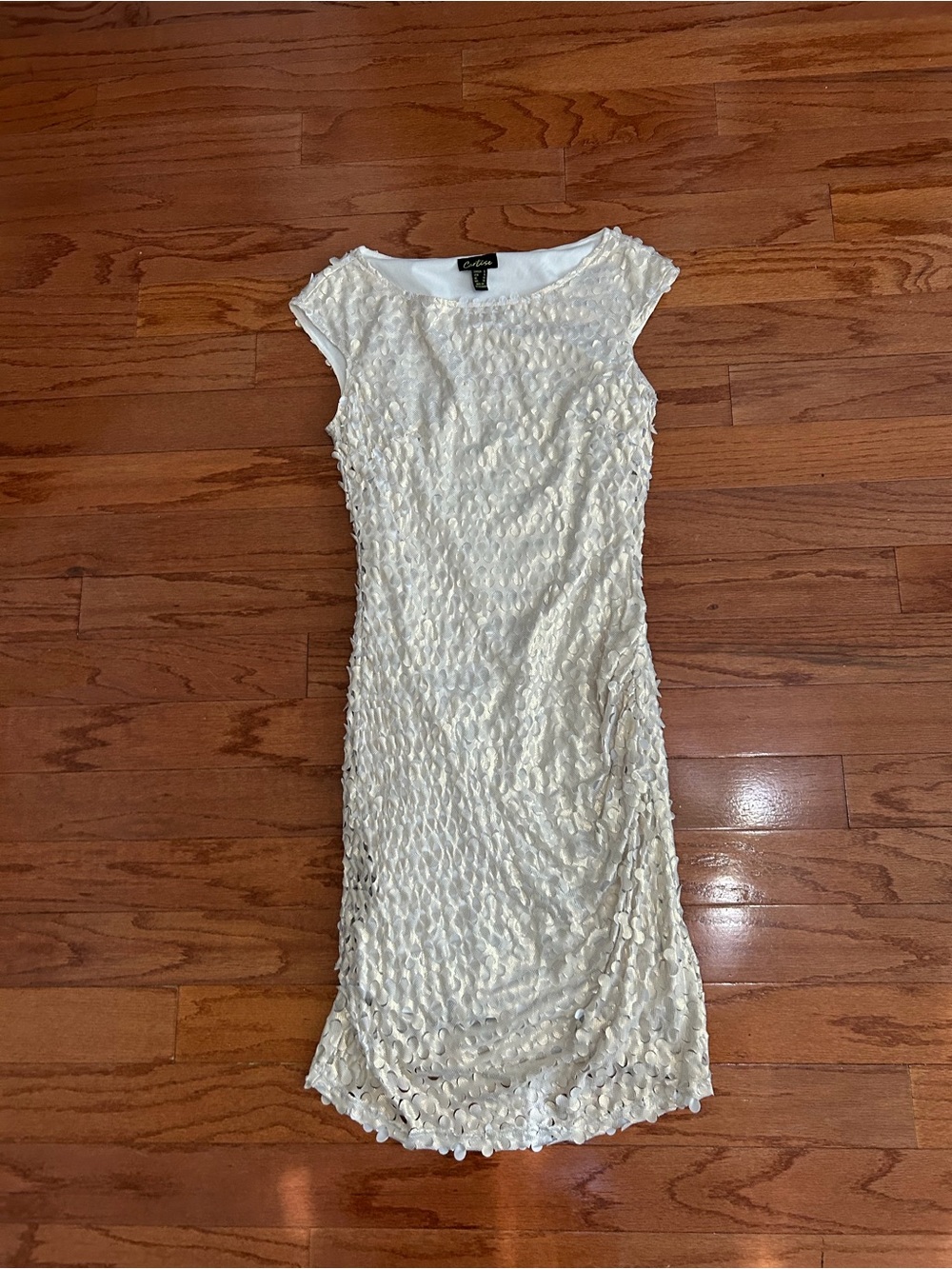 Cartise White Textured Midi Dress Size 6 Bridal Rehearsal Dinner Cocktail - Picture 4 of 8